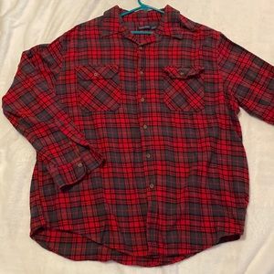Faded Glory Men’s  2XL long sleeve flannel shirt with buttons, red and black